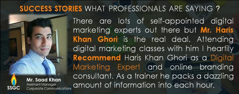 Haris Khan Ghori Digital Marketing Training Course Workshop by Digital Marketing Academy in Karachi Pakistan Success Stories6